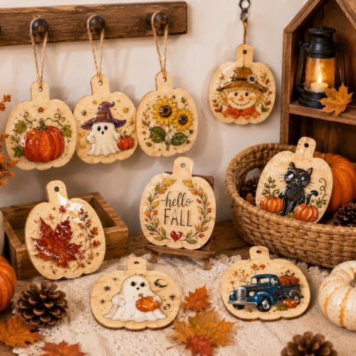 15PCS Pumpkin Wood Cutouts, 4" Unfinished Wood Ornaments for Crafts - Image 5
