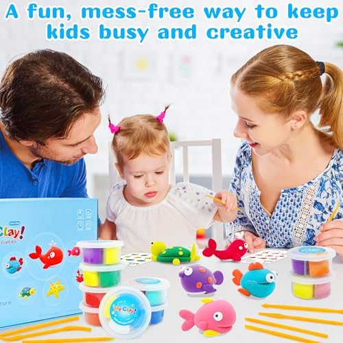 LanMa Air Dry Clay Kit for Kids, 12 Pack Sea Animal Air-Dry Art Kits with Ultra Light & Soft Modeling Clay, Instructions, Sculpting Tools, Christmas Birthday Gifts for Boys Girls - Image 5