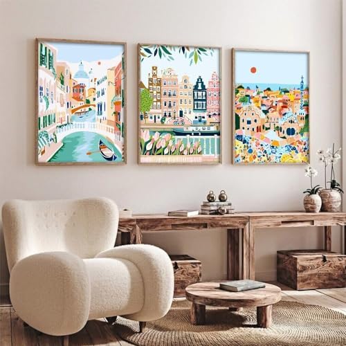cupmod 6 Packs Paint by Number for Adults,Scenery-Cityscape DIY Acrylic Oil Painting Paint by Numbers Kits on Canvas,Adults Paint by Numbers Kits Drawing Paintwork for Home Decor - Image 6
