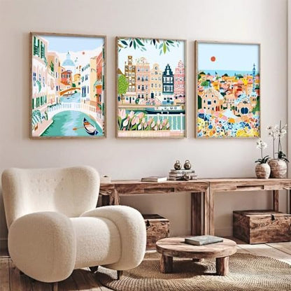 cupmod 6 Packs Paint by Number for Adults,Scenery-Cityscape DIY Acrylic Oil Painting Paint by Numbers Kits on Canvas,Adults Paint by Numbers Kits Drawing Paintwork for Home Decor - Image 6