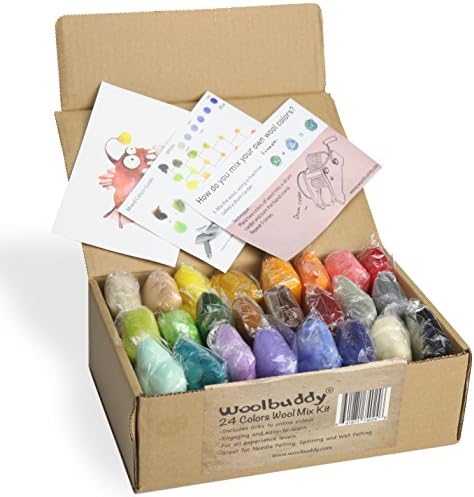 Woolbuddy Needle Felting Bundle – Owl Felting Kit for Beginners + 24 Vibrant Merino Wool Colors – Complete Wool Roving & Animal Craft Set for Needle Felting, Wet Felting & DIY Projects - Image 4
