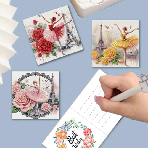 FRANDEK 6pcs Ballet Diamond Art Greeting Cards DIY Set, Sparkling Diamond Dots Handmade DIY Crafts Kit, Creative Gifts for Anniversary, Birthday, Romantic Love for Adults - Image 5