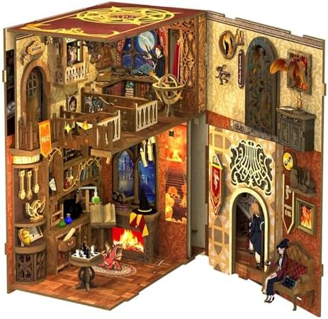 Fsolis Book Nook Kit for Adults, Magic Flam Common Room - Image 2