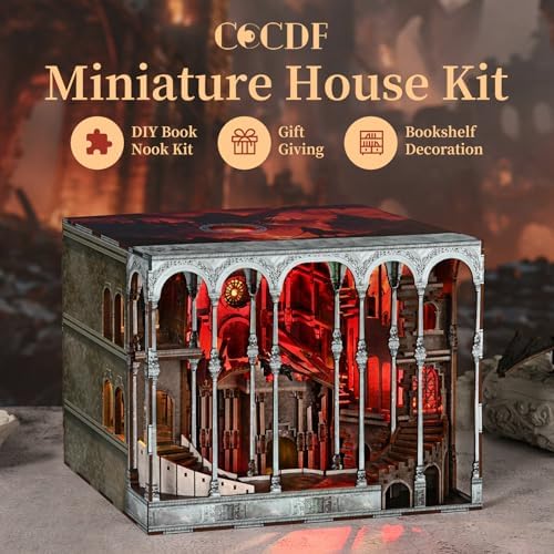 Ember Castle Book Nook Kit,3D Wooden Puzzle DIY Miniature House with LED - Image 5