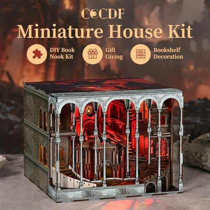 Ember Castle DIY Book Nook Kit, 3D Wooden Puzzle Dollhouse with LED - Image 6