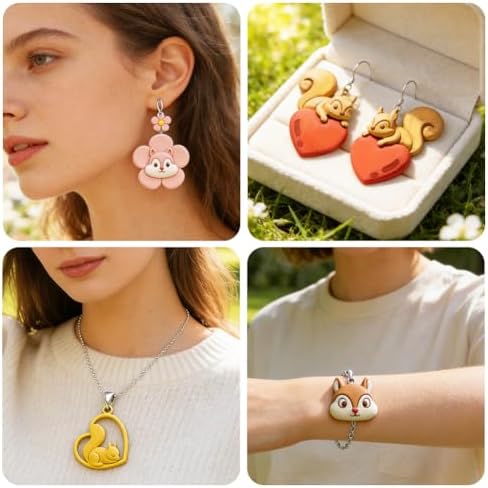 13Pcs Cute Squirrel Polymer Clay Cutters Set, Clay Earrings Cutters Polymer Jewelry Cutter for Earrings Making DIY Craft Supplies - Image 4
