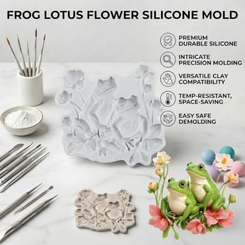 Frog Polymer Clay Molds Frog Flower Silicone Mold - Image 3