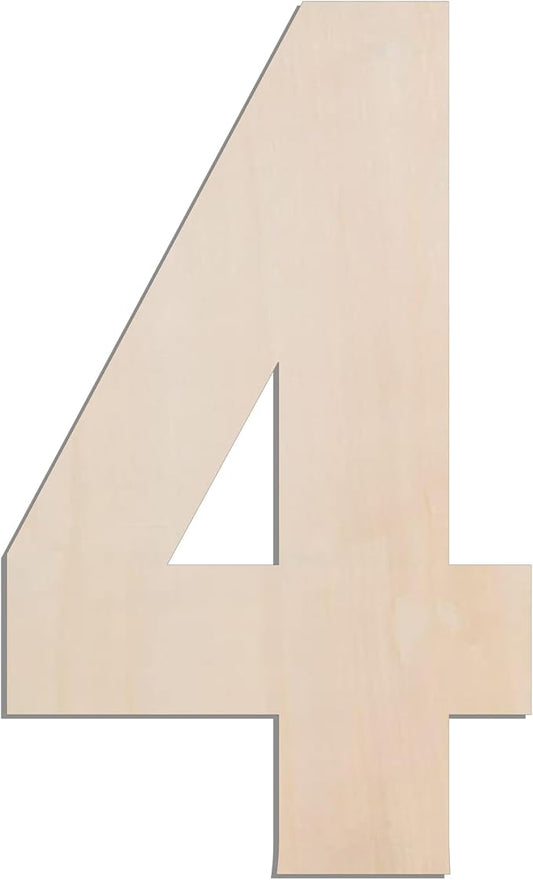MGTECH 17 Inch Large Wooden Number 4, 1/4 in Thick Big Wood Number for Crafts and Wall Decor