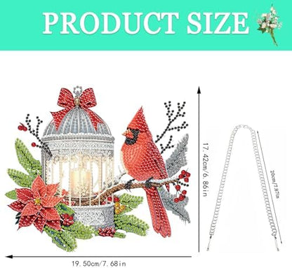 Auremi Christmas Diamond Art Pendant Kits,5D Cardinal Diamond Art Diamond Painting Hanging Kits,DIY Special Shaped Diamonds Painting Suncatcher Pendant Kit for Adults for Gift Wall Home Decor - Image 2