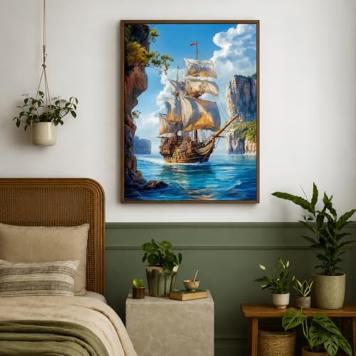 Sailing Ship at Sea Stamped Cross Stitch Kits for Beginner 12x16 Inch - Image 4
