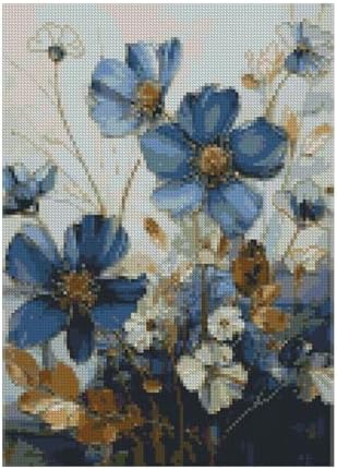 MjhRcll Floral Stamped Cross Stitch Kits, Blue Flowers Cross Stitch Ornament Kits for Adults Beginners, Counted Embroidery Needlepoint Kits Home Decor 12x16 Inch - Image 2