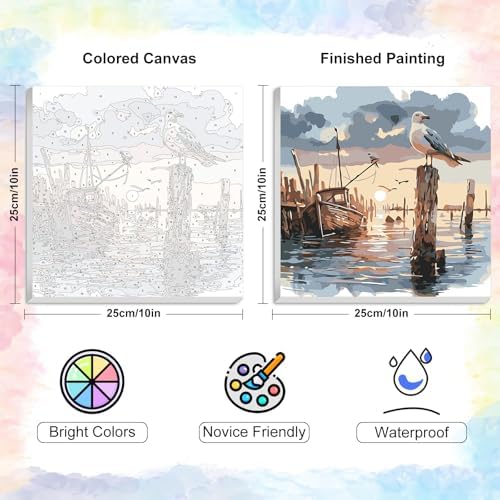 Seagull Framed Paint by Numbers Kit for Adults Beginner & Kids Ages 8-12 - Image 3