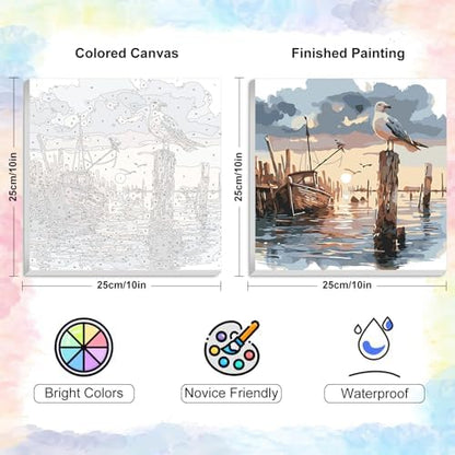 Seagull Framed Paint by Numbers Kit for Adults Beginner & Kids Ages 8-12 - Image 3
