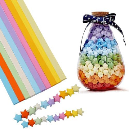 Origami Paper Stars, Colorful Handcraft Origami Lucky Star Paper DIY Paper Arts Creativity Hand Art Crafts (10-color mix (1350) sheets) - Image 5