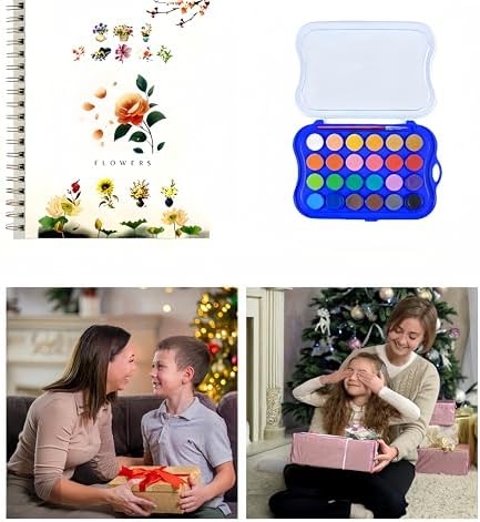 Watercolor Workbook，Water Paint Adult Set，Easy Coloring Book,Beautiful Paintings for Beginner (Flower - 24 Colors) - Image 3