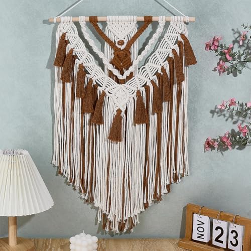FREEBLOSS DIY Macrame Wall Hanging Kit Woven Tassel Tapestry DIY Cotton Rope Boho Wall Decor Macrame Kit with Instructions for Adults Beginners, 40cm/15.7" Wide - Image 5