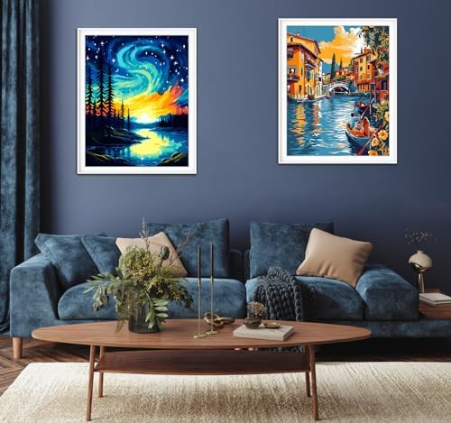ZTOTZ Paint by Number Kits for Adults Aurora, Starry Night Paint by Numbers Christmas Gift Canvas,Moonight Paint by The Numbers for Adults for Decor - Image 4