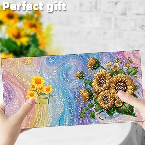 12 Packs Diamond Painting Greeting Card Kit Diamond Art Greeting Cards Special Shaped Diamond Painting Greeting Card Arts Crafts for Christmas Birthday Thanksgiving Day Holiday (Sunflower) - Image 6