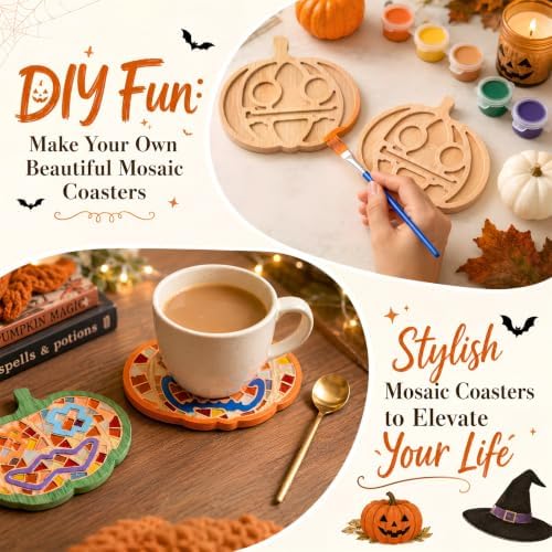 6PCS DIY Glass Mosaic Tiles for Crafts, Mixed Color, Halloween Pumpkin - Image 5