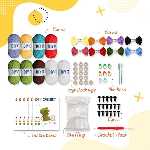 YOKISS 8Pcs Beginner Crochet Starter Kit, Creative Birthday Gifts for Adults & Kids, Popular DIY Patterns, 40% Extra Yarn Crochet Animals Kits with Step-by-Step Video Tutorials - Image 6