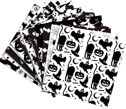 orkwo 24 Sheets Halloween Pattern Paper Set, 11.8"x11.8" Scrapbooking Supplies Paper Spider Pumpkin Bat Witch Plaid Stripe Dot Origami Paper - Image 7