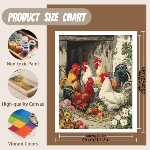 XTCIXAL Paint by Numbers Kit for Adults, Chicken, 16X20 Inch - Image 4