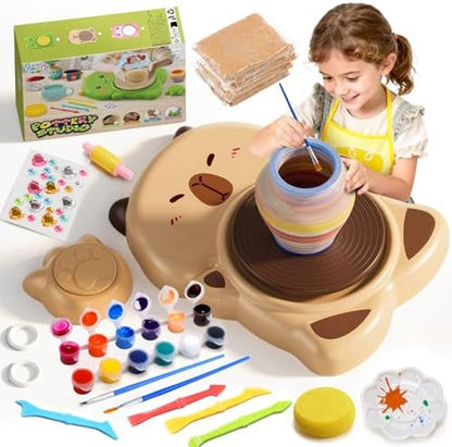 Capybaras Pottery Wheel Kit for Kids with foot pedal for kids ages 6-12 by Skirfy