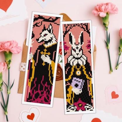 ACRNIGHEET 6PCS Cross Stitch Bookmark Kit for Beginner Stamped Cross Stitch Kits for Adults Gothic Animals DIY Embroidery Bookmark Kits Needlepoint Kit with Instructions Hand Craft Gift 8.5''x3'' 11CT - Image 5