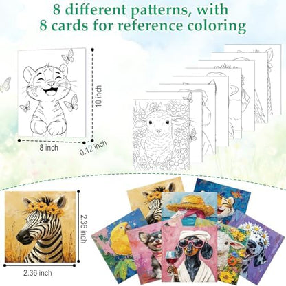 Cholemy 36 Pcs Paint and Sip Kit Gift for Adults 8''x10'',Flower Animals A - Image 3