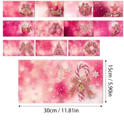 LAKEQUILL DIY Diamond Art Painting Greeting Kit, 12 Pieces, Creative Craft Set，Pink Christmas - Image 6
