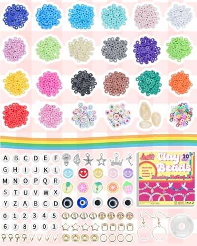 LovelyMoon Bracelet Making Kit 5000 Pcs Clay Beads Flat Preppy Beads for Friendship Jewelry Making Polymer Heishi Beads with Charms Gifts for Teen Girls Crafts for Girls Ages 6 7 8 9 10 11 12 - Image 3