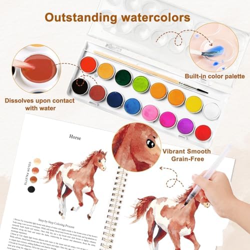 Animals Watercolor Workbook, Watercolor Painting Book Kit - Image 5