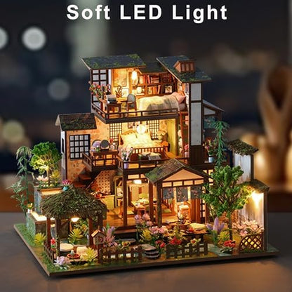 ISSEVE Miniature House Kit, Tiny House Building Kit Bamboo Spring Courtyard - Image 5