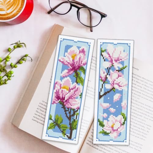 ORIGACH 6 Set Magnolia Cross Stitch Bookmark Kit for Beginner - Image 5