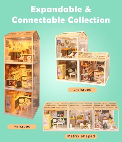 Cozy Modern Kitchen DIY Miniature House Kit for Adults, 3D Dollhouse with LED Light & Dustproof Door, Stackable Connectable Display Case, Creative Gift for Cooking Lovers Teens Women - Image 6
