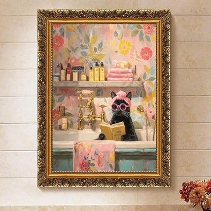 Black Cat Paint by Numbers Kit for Adults Framed Canvas, Frameworkless - Image 2