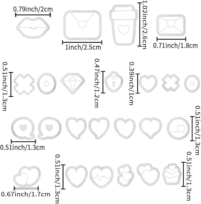 Xaekicr Heart Theme Polymer Clay Cutters Set – Molds, Clay Cutters for Polymer Clay, Clay Earring Tools