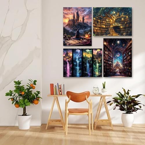 4 Pack Castle Paint by Numbers Kit for Adults Framed Canvas, Frameworkless - Image 5
