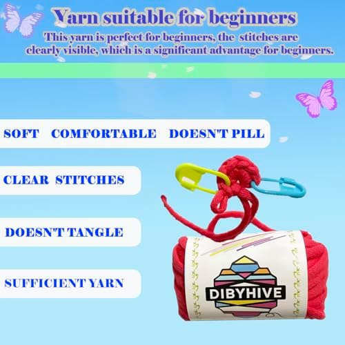 DIBYHIVE Crochet Kit for Beginners,Complete Video Tutorials,3D Butterfly Crochet Kit,Suitable for Adults and Kids,Includes Explanations of Basic Crochet Stitches - Image 4