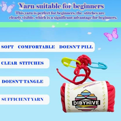 DIBYHIVE Crochet Kit for Beginners,Complete Video Tutorials,3D Butterfly Crochet Kit,Suitable for Adults and Kids,Includes Explanations of Basic Crochet Stitches - Image 4