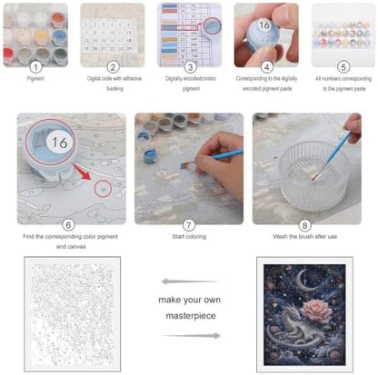 Bozfoxa Paint by Numbers Kit for Adults Beginner Silver Rose Dragon - Image 3