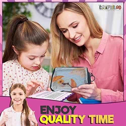 Needlepoint Kit for Kids Ages 6-12 - Cat & Dog Wallet Cross Stitch Craft - Image 4