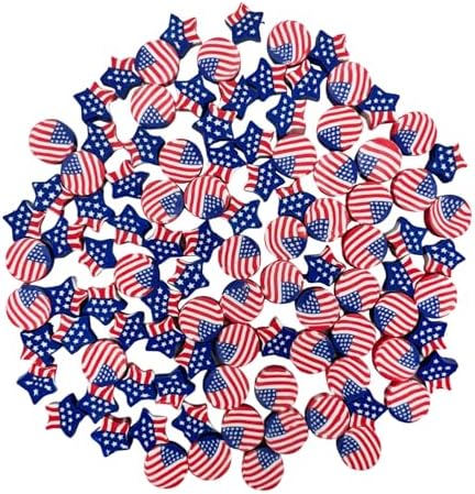 100 Pcs Patriotic Polymer Clay Beads 4th of July Mixed Heishi Spacer Beads Supplies for DIY Bracelet Earring Necklace Jewelry Making (American Flag) - Image 2