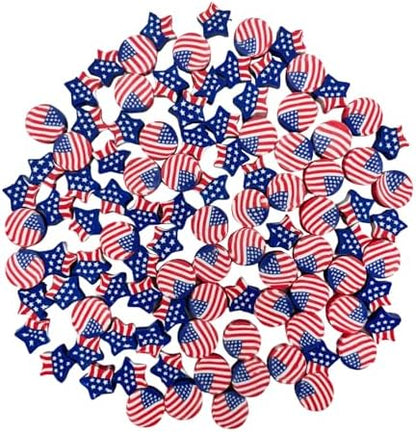 100 Pcs Patriotic Polymer Clay Beads 4th of July Mixed Heishi Spacer Beads Supplies for DIY Bracelet Earring Necklace Jewelry Making (American Flag) - Image 2