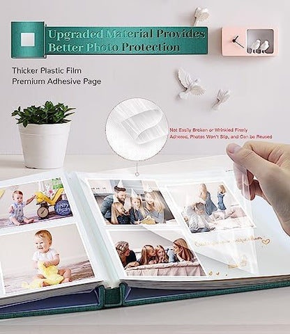 Artfeel Photo Album Self Adhesive Scrapbook Album for 3x5 4x6 5x7 8x10 Pictures,60 Pages Linen Cover with Display Window DIY Photo Book,Ideal Gifts for Family Travel Wedding Baby - Image 3