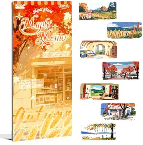 Fall Scenery Sticker Book, PET & Washi Stickers for Journaling by Diuhofart