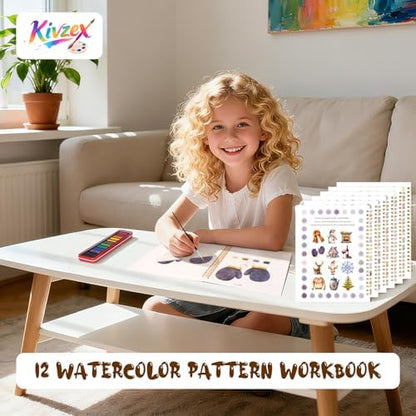 Christmas Watercolor Workbook for Adults, Beginner Friendly Watercolor Painting Kit Winter Water Coloring Book, Nature-Themed Practice Art Gift Water Color Paint Book with Palette and Brush - Image 2