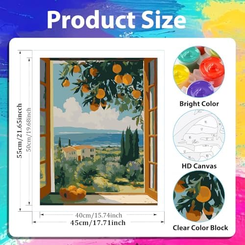 xcemhil Landscape Paint by Numbers Kit for Adults Beginner, Scenery Paint by Numbers for Adult, Acrylic Paint by Number Kits Suitable for Home Wall Art Decor Gifts 16x20 Inch - Image 4