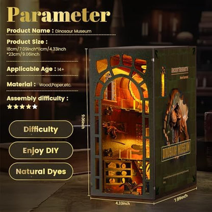 Book Nook Kit - DIY Miniature Museum Dollhouse & Tiny House 3D Wooden Puzzle, Creative Bookshelf Decor with LED-Accented Design, Gifts for Adults, Teens, Home Library & Hobby Crafts - Image 3