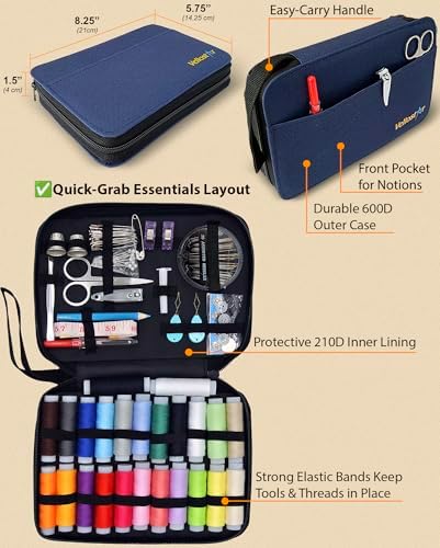 Vellostar Sewing Kit for Men & Adults - 100-Piece Navy Blue Beginner Set - Image 5